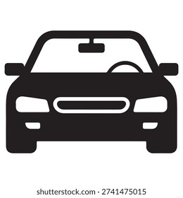 Car front view icon with detailed grille vehicle automobile