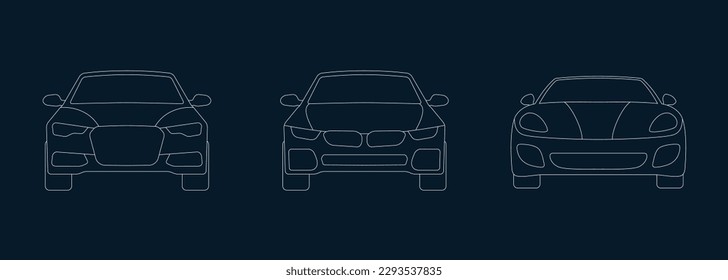 Car front view icon and illustration with line style.