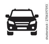 Car front view icon representing an automobile and a vehicle for a transportation and a travel with a modern design