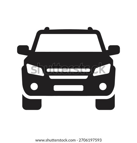 Car front view icon representing an automobile and a vehicle for a transportation and a travel with a modern design