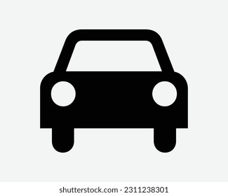 Icono de la vista frontal del coche Vehículo de transporte automotor Forma de silueta Símbolo de símbolo de imagen de arte negro Ilustración Clipart Vector EPS