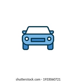 Car front view icon. Simple filled outline style sign symbol. Auto, view, sport, race, transport concept. Vector illustration isolated on white background. EPS 10.