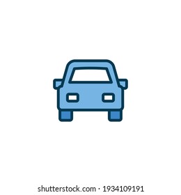 Car front view icon. Simple filled outline style sign symbol. Auto, view, sport, race, transport concept. Vector illustration isolated on white background. EPS 10.
