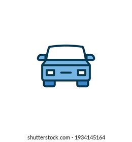Car front view icon. Simple filled outline style sign symbol. Auto, view, sport, race, transport concept. Vector illustration isolated on white background. EPS 10.