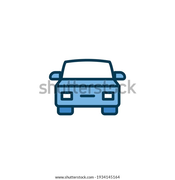 Car front view icon. Simple\
filled outline style sign symbol. Auto, view, sport, race,\
transport concept. Vector illustration isolated on white\
background. EPS 10.