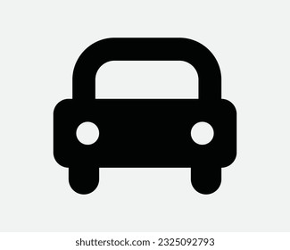 Car Front View Icon. Transport Transportation Vehicle Auto Automobile Shape Drive Head On. Black White Graphic Clipart Artwork Symbol Sign Vector EPS