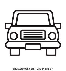 Car front view icon, vehicle and transportation symbol, black and white vector illustration isolated on white background.	

