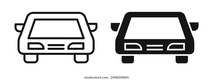 Car front view iconicon vector collection in outlined and solid style