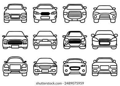 Car Front View Line Art Design Illustration Minimalist Artwork