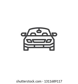 Car front view line icon. linear style sign for mobile concept and web design. Sports car outline vector icon. Symbol, logo illustration. Pixel perfect vector graphics