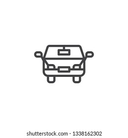 Car front view line icon. linear style sign for mobile concept and web design. Transportation outline vector icon. Symbol, logo illustration. Pixel perfect vector graphics