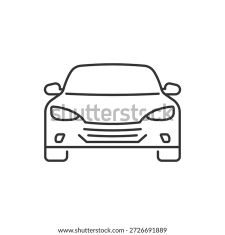Car front view linear icon. Thin line illustration. Automobile. Contour symbol. Raster isolated outline drawing
