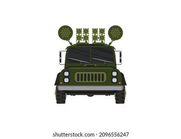 Car front view. Off-road vehicle isolated on color background