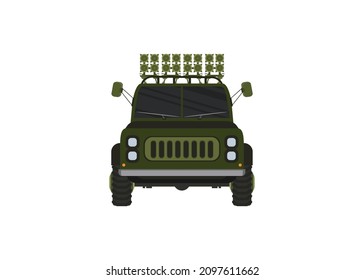 Car front view. Off-road vehicle isolated on color background