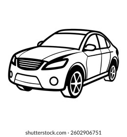 car front view outline coloring book page line art drawing
