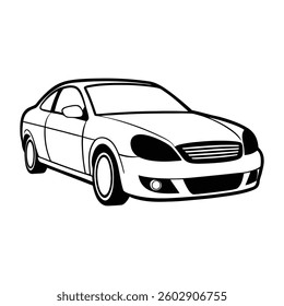 car front view outline coloring book page line art drawing
