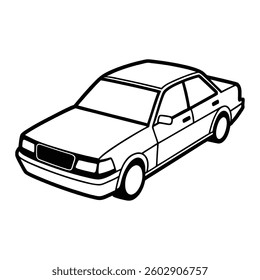 car front view outline coloring book page line art drawing
