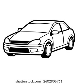 car front view outline coloring book page line art drawing
