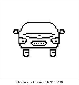 Car Front View Pixel Art, Vehicle Icon Vector Art Illustration, Digital Pixelated Form