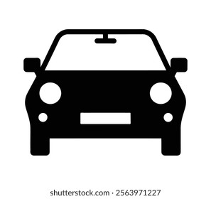 Car front view silhouette icon. Automobile front view car illustration with white background.