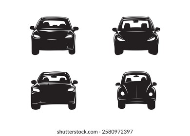 Car Front View Silhouette Vector Illustration for Automotive and Graphic Design