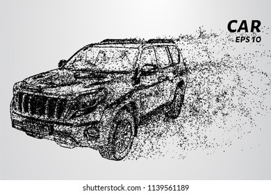Car front view. SUV consists of circles and dots