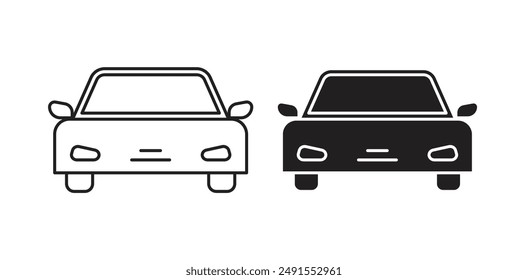 Car front view vector icon set in black color.