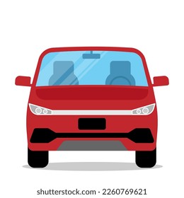 Car Front View. Vector Illustration Isolated on White Background.