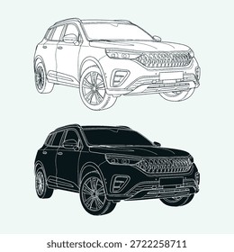 Car Front View Vector Illustration Set