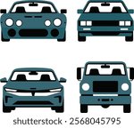 Car front view vector silhouette illustration