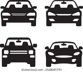 Car front view vector silhouette illustration