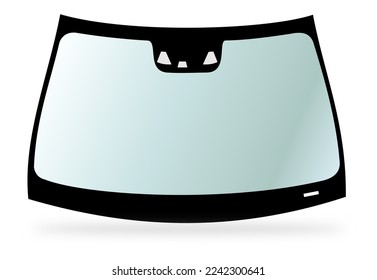 Car front windshield with sensor housing, vector illustration