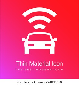 Car frontal view with signal connection red and pink gradient material white icon minimal design