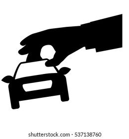 car frontview and hand holding it icon image vector illustration design 