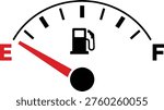 Car Fuel Gauge Empty Indicator With Gas Pump Icon Vector