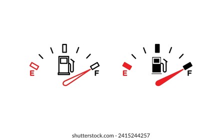 Juego de iconos de la luz testigo del combustible del automóvil. Ilustración vectorial
