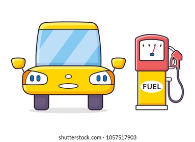 Car and fuel pump isolated, gas filling station icons.