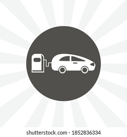 car in fuel station isolated solid vector icon