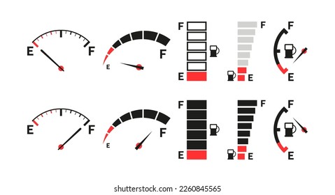 Car fuel tank indicator with gas. Gauge of fuel. Dial of measurement, level, control power.