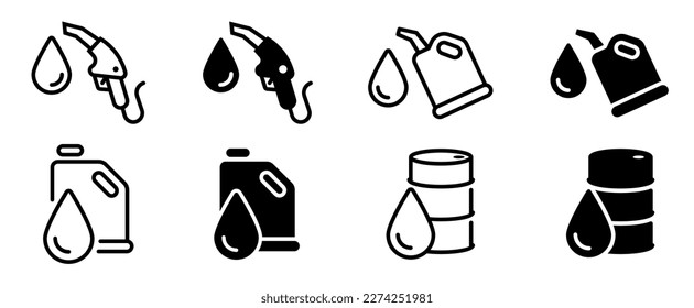 Car fuel vector icon set. Fuel icon set. Fuel canister icon. Gas station icons. EPS 10