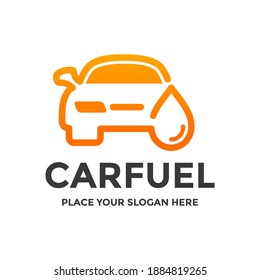 Plantilla para el logotipo del vector de combustible para automóviles. Este diseño utiliza el símbolo del transporte o del vehículo. Adecuado para la tecnología.