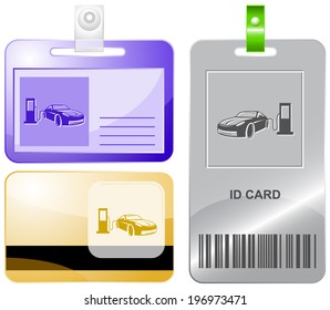 Combustible de coches. Tarjetas vectoriales.
