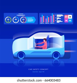 Car of the future concept. Connection with the city and infrastructure. 