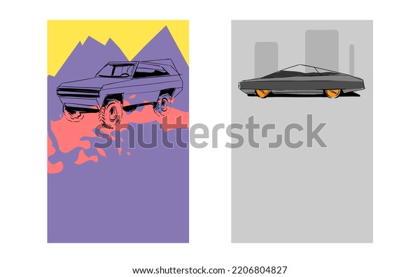 Car of the future. Stylish modern flyer. Vector art\
illustration. 