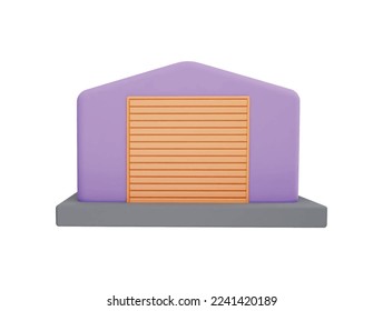 Car garage with 3d vector icon cartoon minimal style