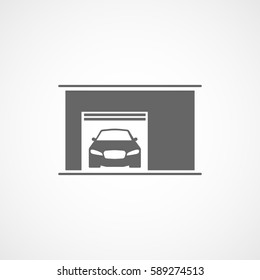 Car In Garage Flat Icon On White Background