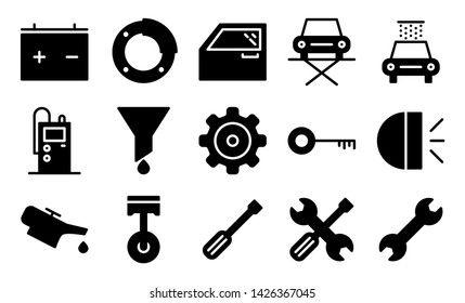 car garage glyph icon symbol set