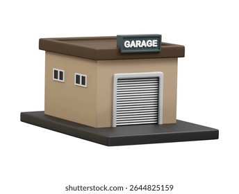  Car garage icon 3d illustration rendering