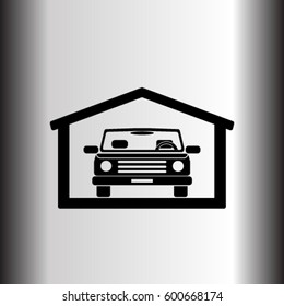 Car in the garage icon, automobile vector illustration