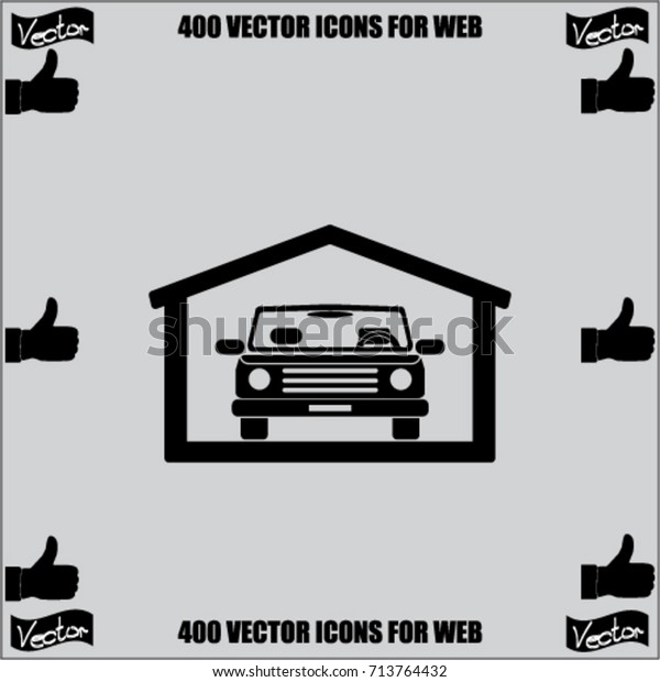 Car in\
the garage icon, automobile vector\
illustration